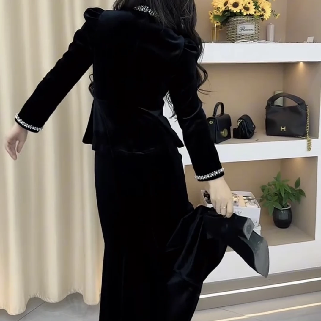 春季新款鱼尾裙搭配洋气上衣套装两件套