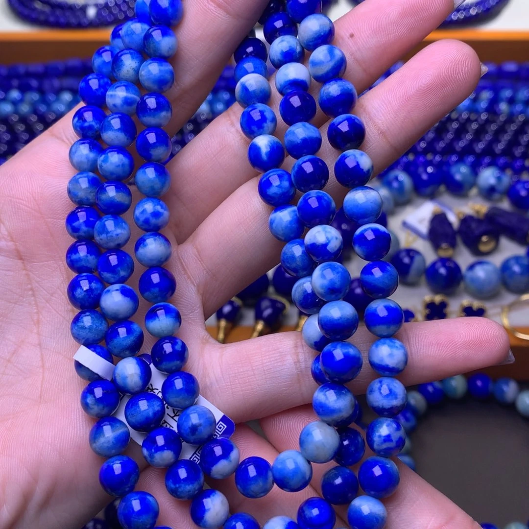 青金石未镶嵌手串7.8mm蓝天白云意境感