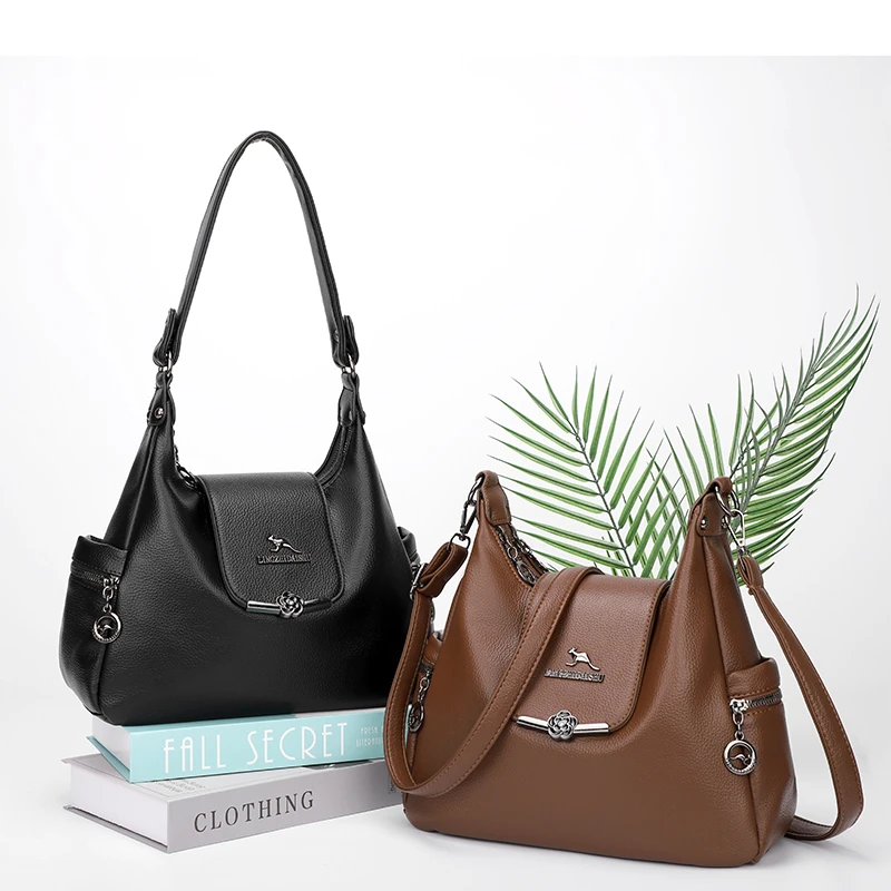 2026新款软面斜跨包简约风可单肩可斜挎背纯色时尚百搭休闲软皮包