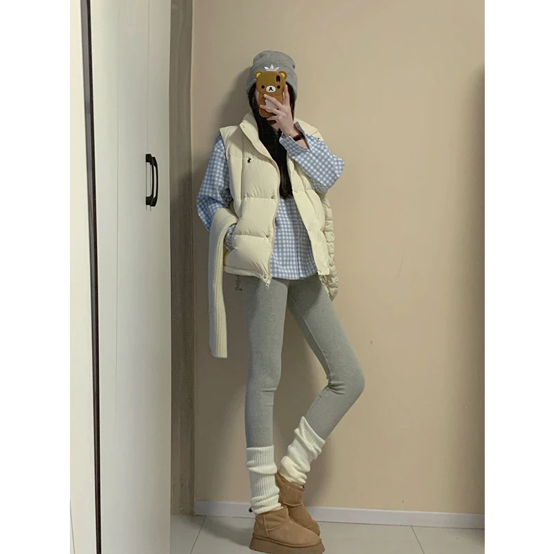 马甲女2025冬季新款立领加厚百搭显瘦保暖白鸭绒外穿无袖羽绒上衣