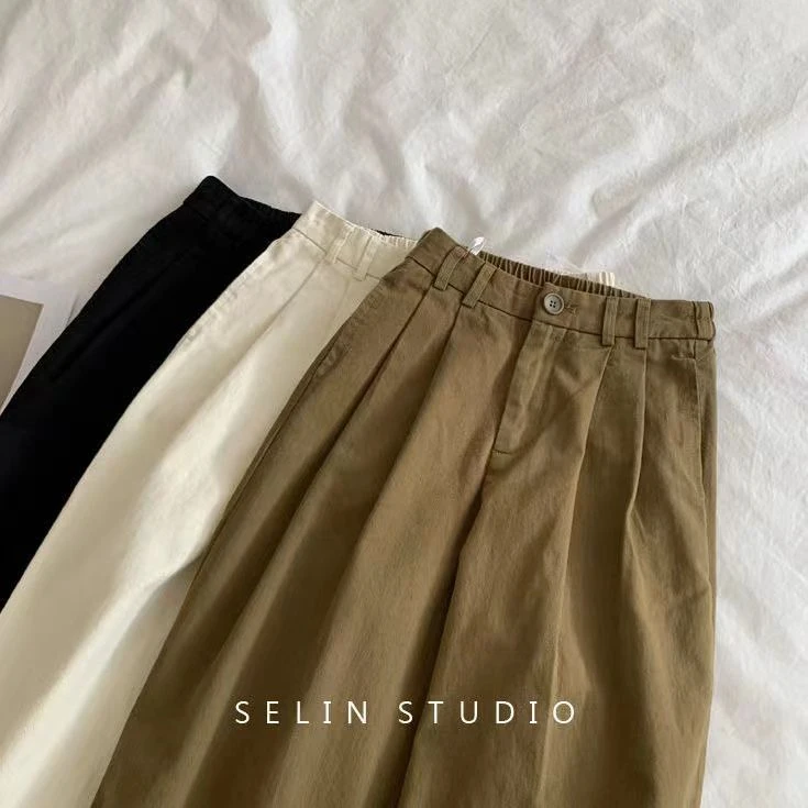 高腰阔腿工装裤女2025薄款大码宽松梨形身材胖mm显瘦休闲裤子洋气