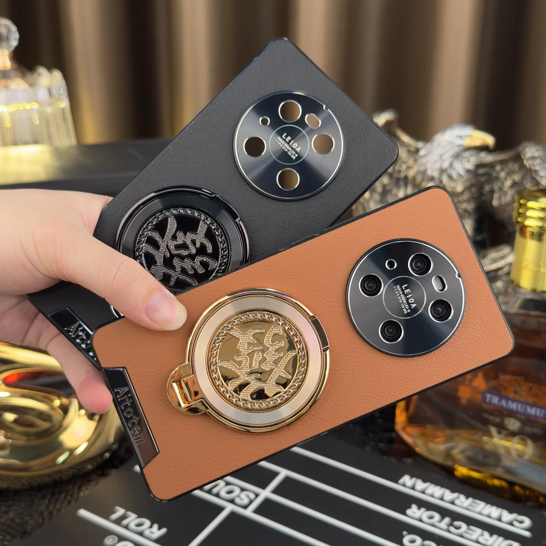 【發财陀螺支架】【星光艺术】适用华为Mate40 Pro手机壳素皮防摔壳