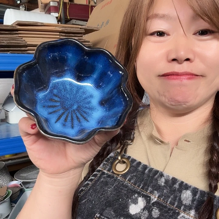 高温陶瓷窑变花朵碗
