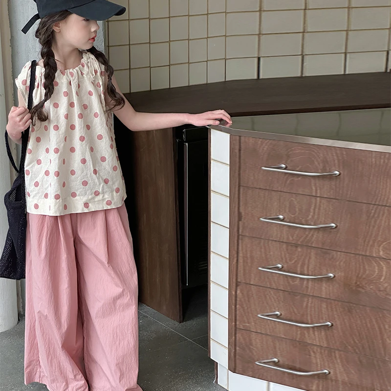 女童夏装套装波点阔腿裤两件套洋气时髦女童中大儿童韩版气质薄款