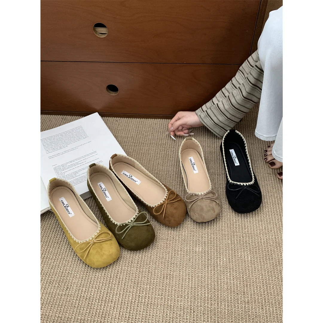 韩版小众设计刺绣蝴蝶结单鞋女2025春秋新款浅口晚晚风复古奶奶鞋