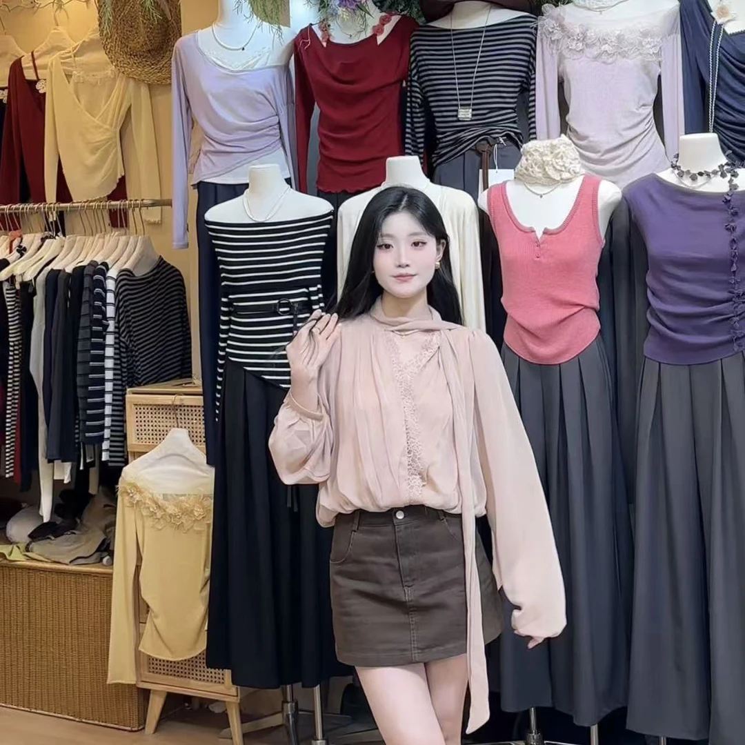 法式气质套头蝴蝶结显瘦设计感温柔风时尚潮流女上衣