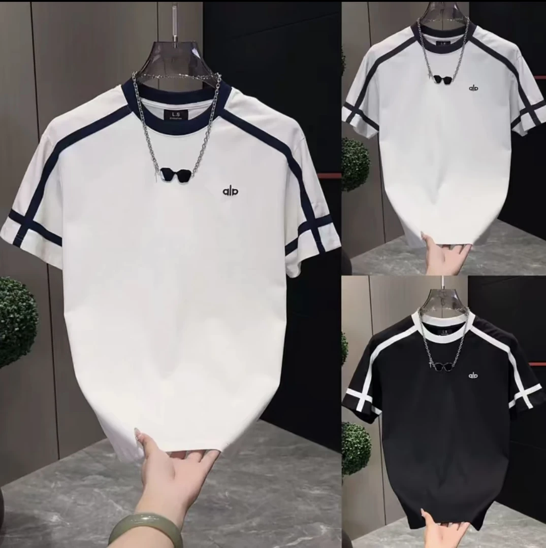 （2580）男士夏季短袖新款休闲拼色T恤