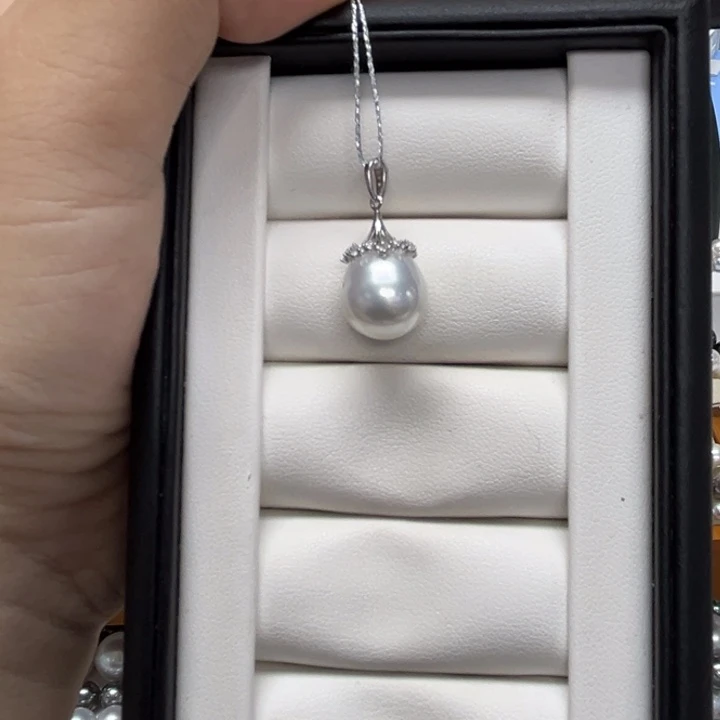 海水珍珠银S925镶嵌颈饰澳白11-12mm31号