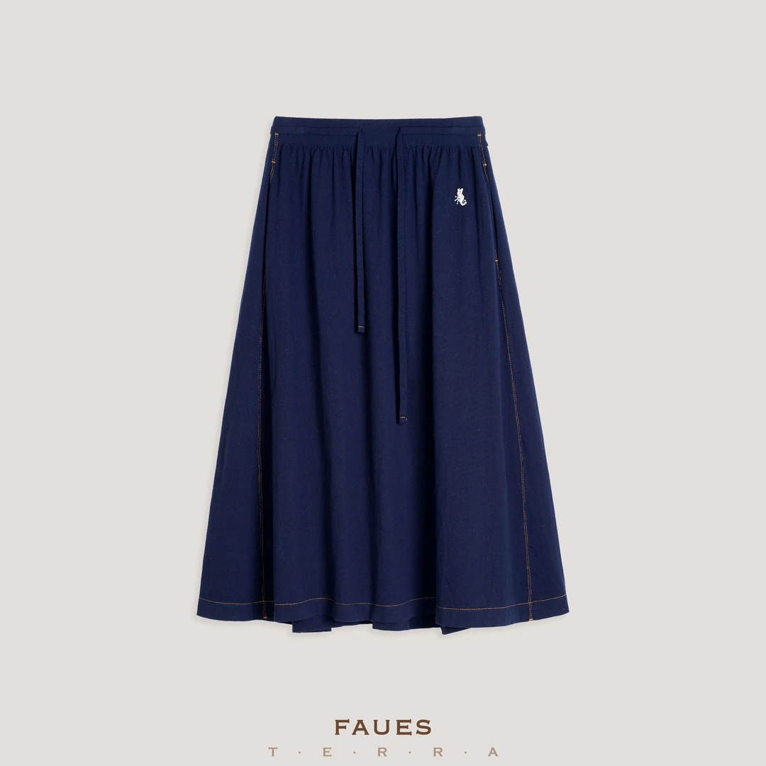 FAUES 织境无痕 40支高捻棉日小众文艺风格无缝半裙