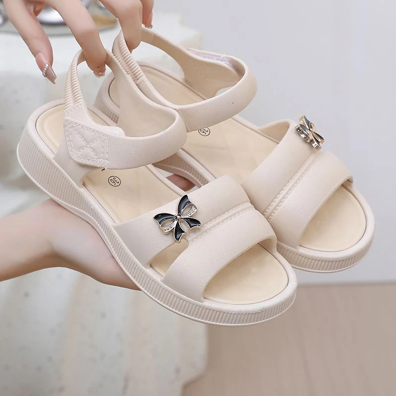 妈妈凉鞋2025夏季新款外穿平底厚底防水软底防滑时尚百搭凉拖女