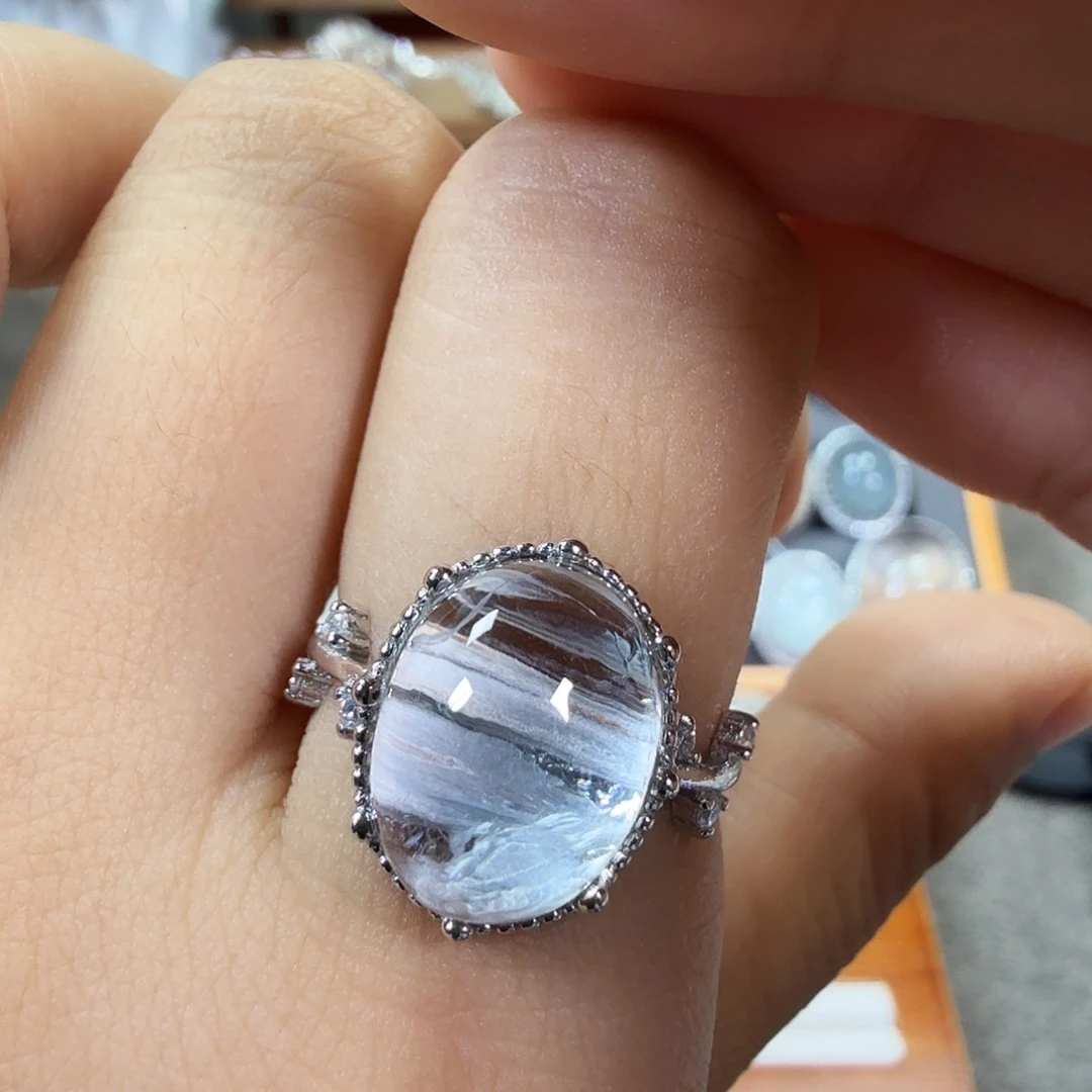 银S925镶嵌戒指水晶