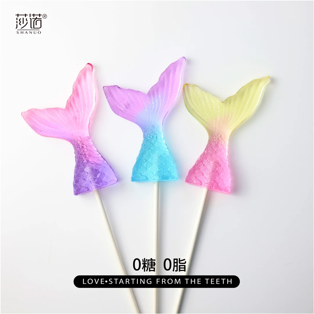 0糖3只海洋水晶棒棒糖七夕情人礼物美人鱼贝壳海螺海星透明无糖