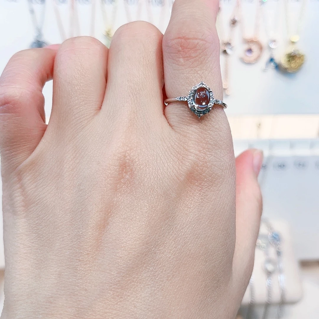 露***噜银S925镶嵌海蓝宝石戒圈