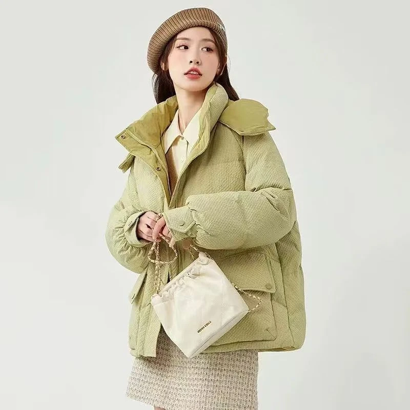 707款女士新款小个子面包服撞色拼接休闲棉服