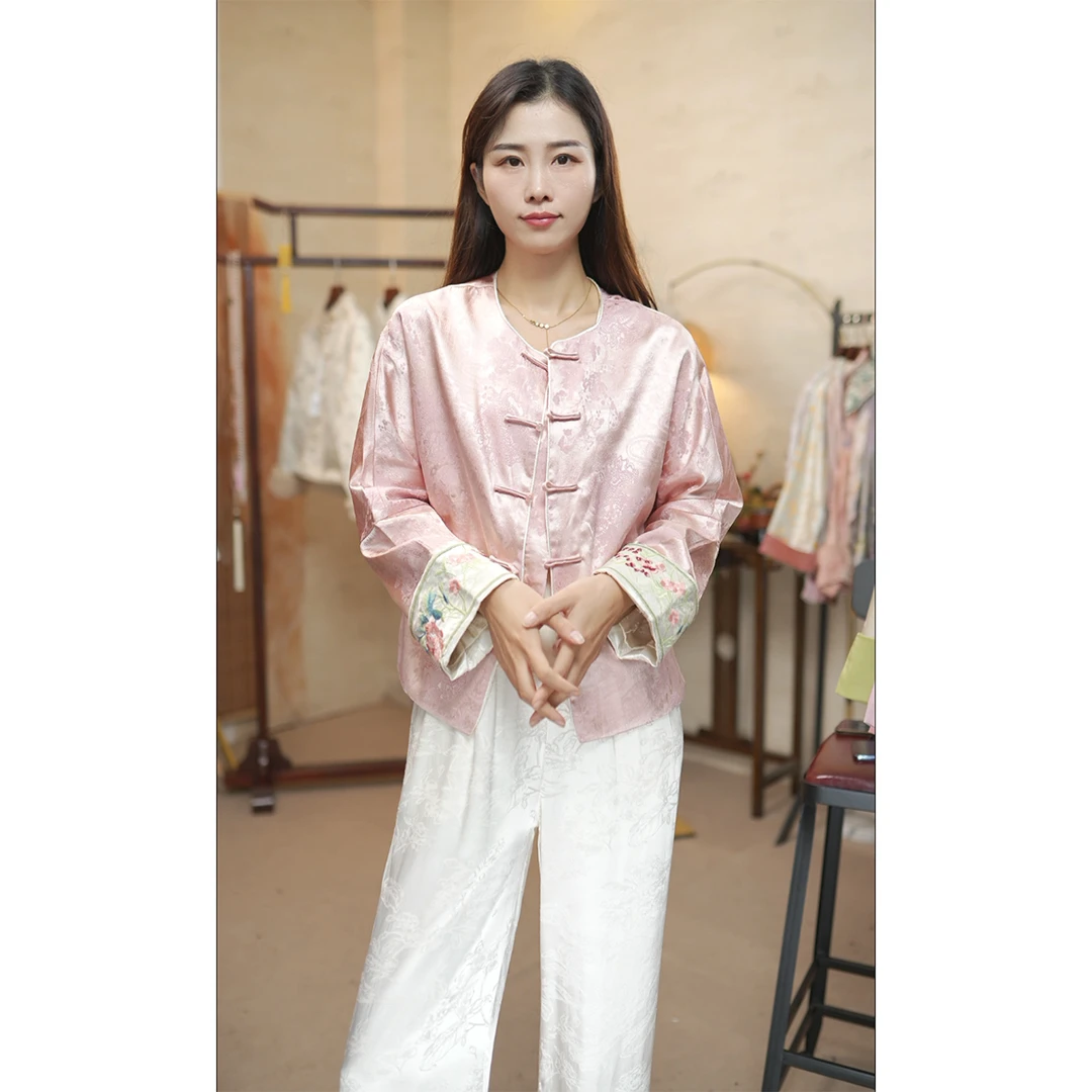 【祥云玫瑰】新中式醋酸古法手工织造双面穿外套