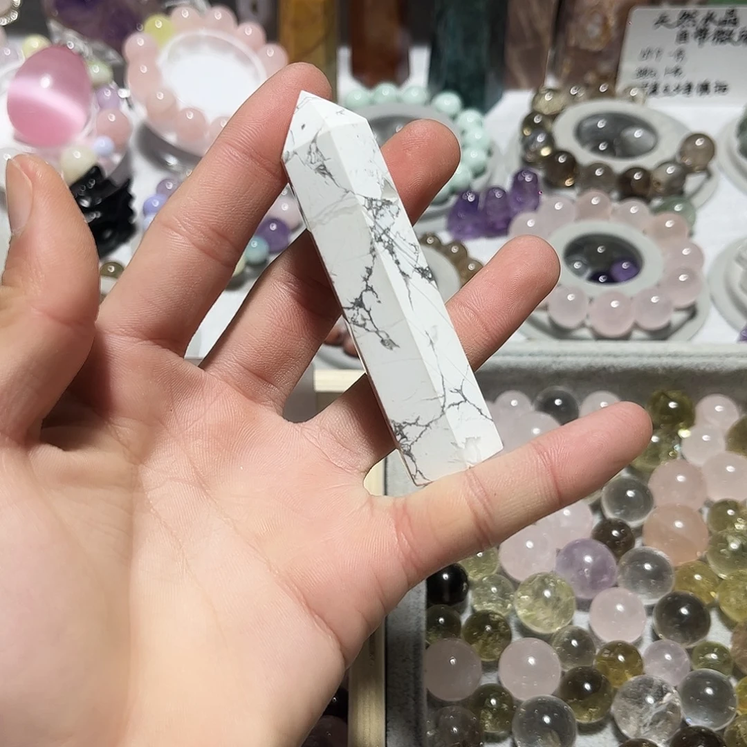 绿松石未镶嵌珠宝半成品白松石柱子