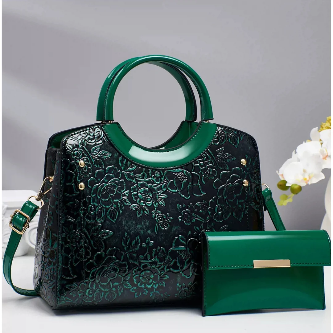 《晶晶粉丝专属》机车包串珠子母包拉链单肩手提包绿色气质甜辣风