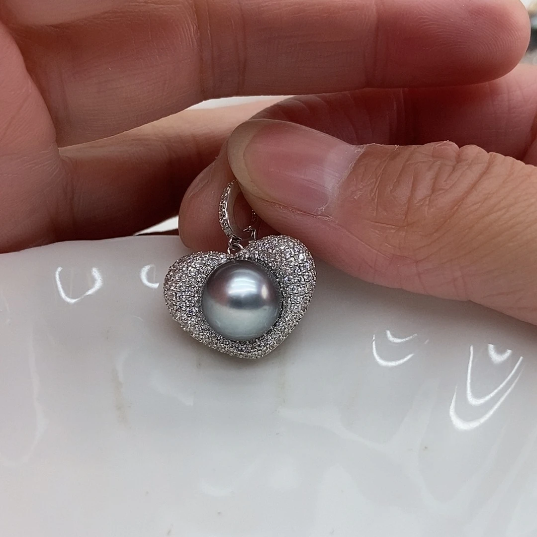 吊坠(不含链)银S925镶嵌海水珍珠