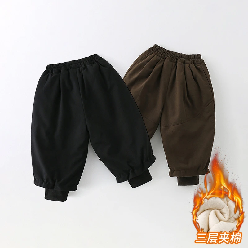 SCBEBE儿童棉裤冬季2025新款男童洋气纯色束脚裤子AK1036