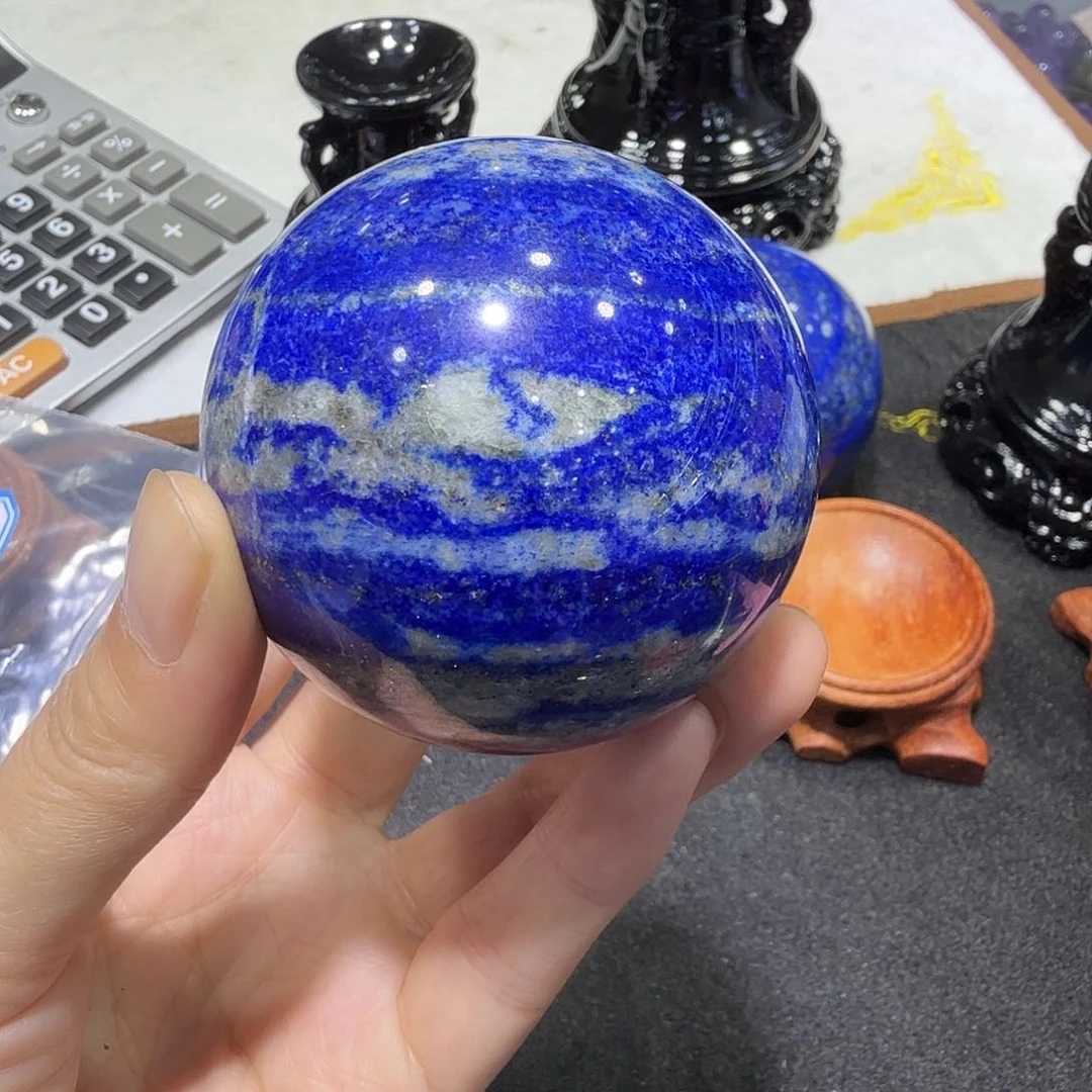 青金石未镶嵌摆件球