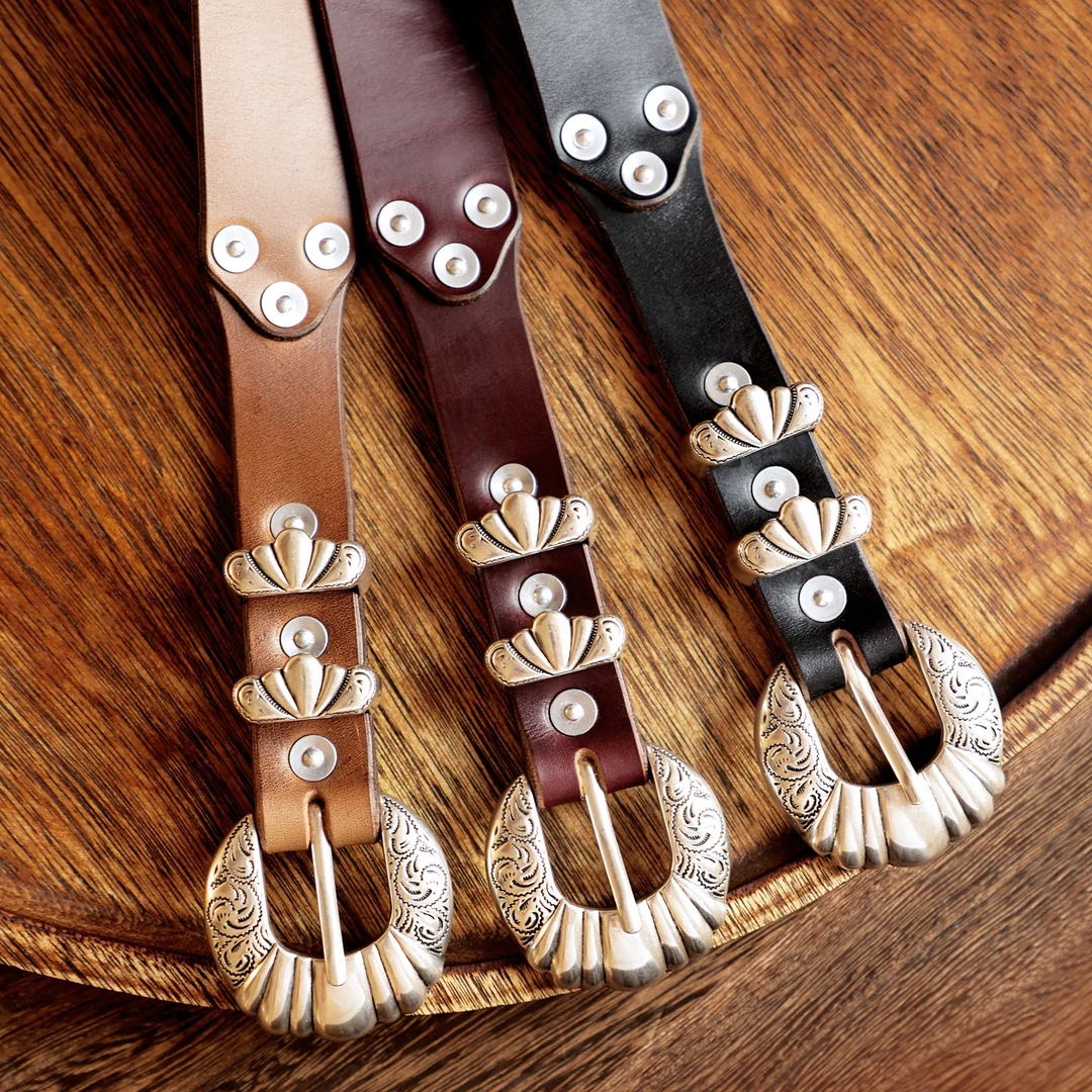 vintage西部风格唐草雕花美式皮带 重磅进口美国霍尔文皮手工腰带