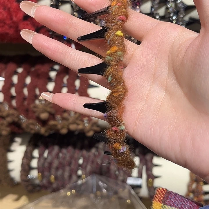 布艺铁合金咖色毛线发箍