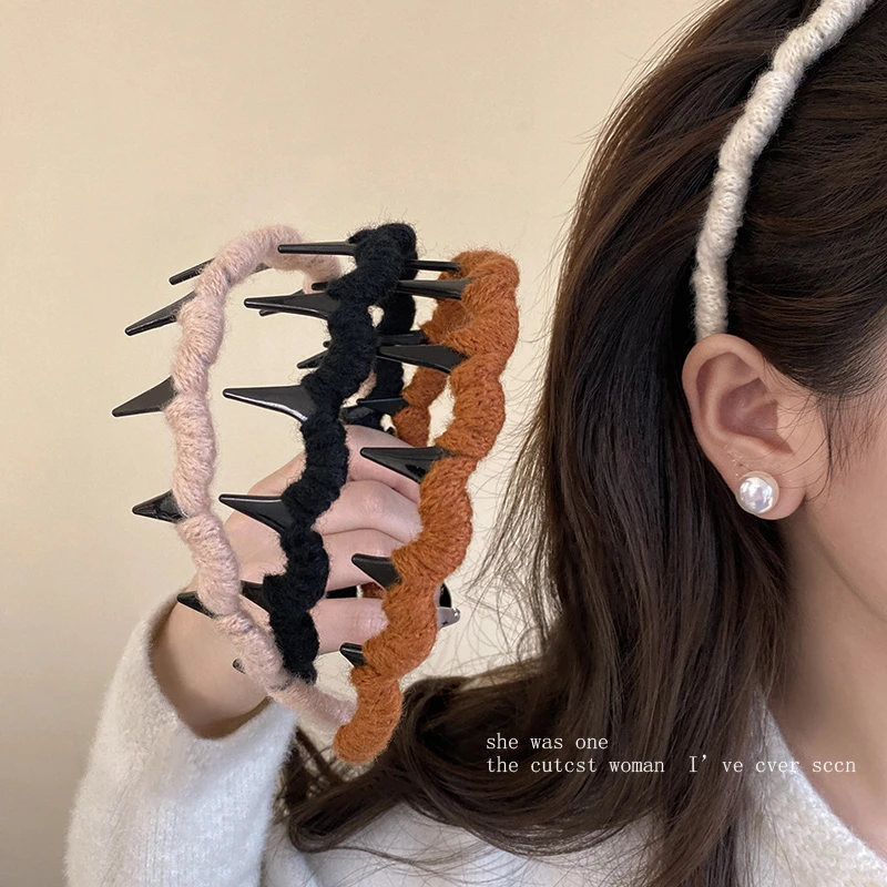 毛线缠绕发箍女2025新款秋冬高颅顶带齿洗脸头箍压发发卡百搭头饰
