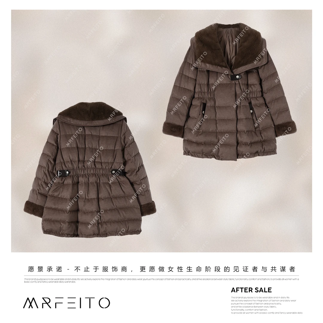 MRFEITO【昙花观雪】90白鹅绒羊毛收腰显瘦羽绒服H97YR02D35724