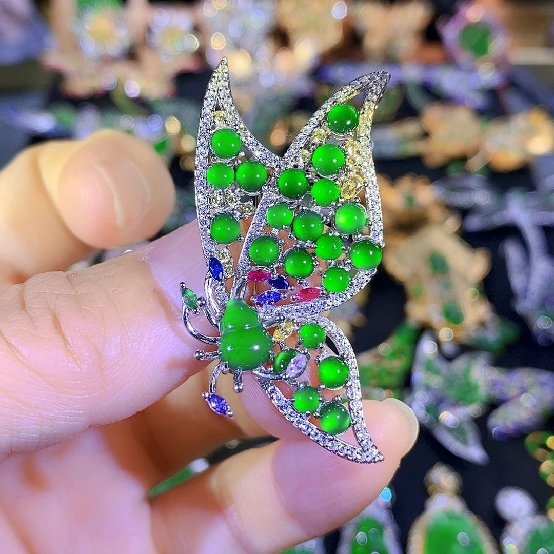 颈饰银S925镶嵌翡翠