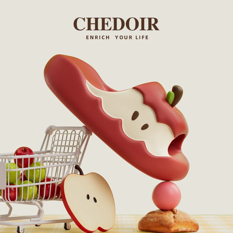 原创代发小苹果软底拖鞋情侣夏季ins居家可爱厚底宿舍凉拖外穿