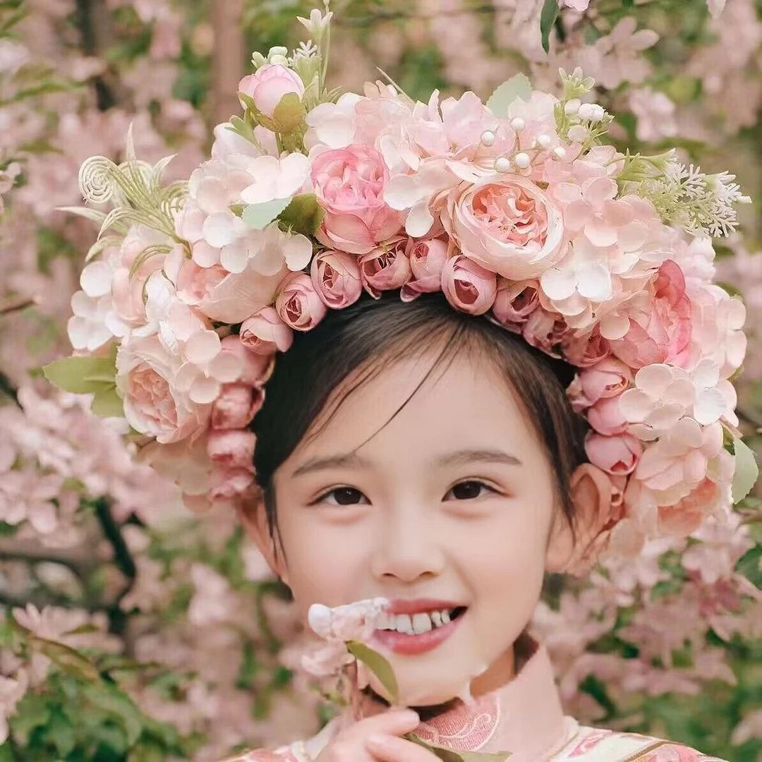 儿童簪花头饰幼儿园演出泉州民俗特色簪花环影楼摄影女童拍照道具