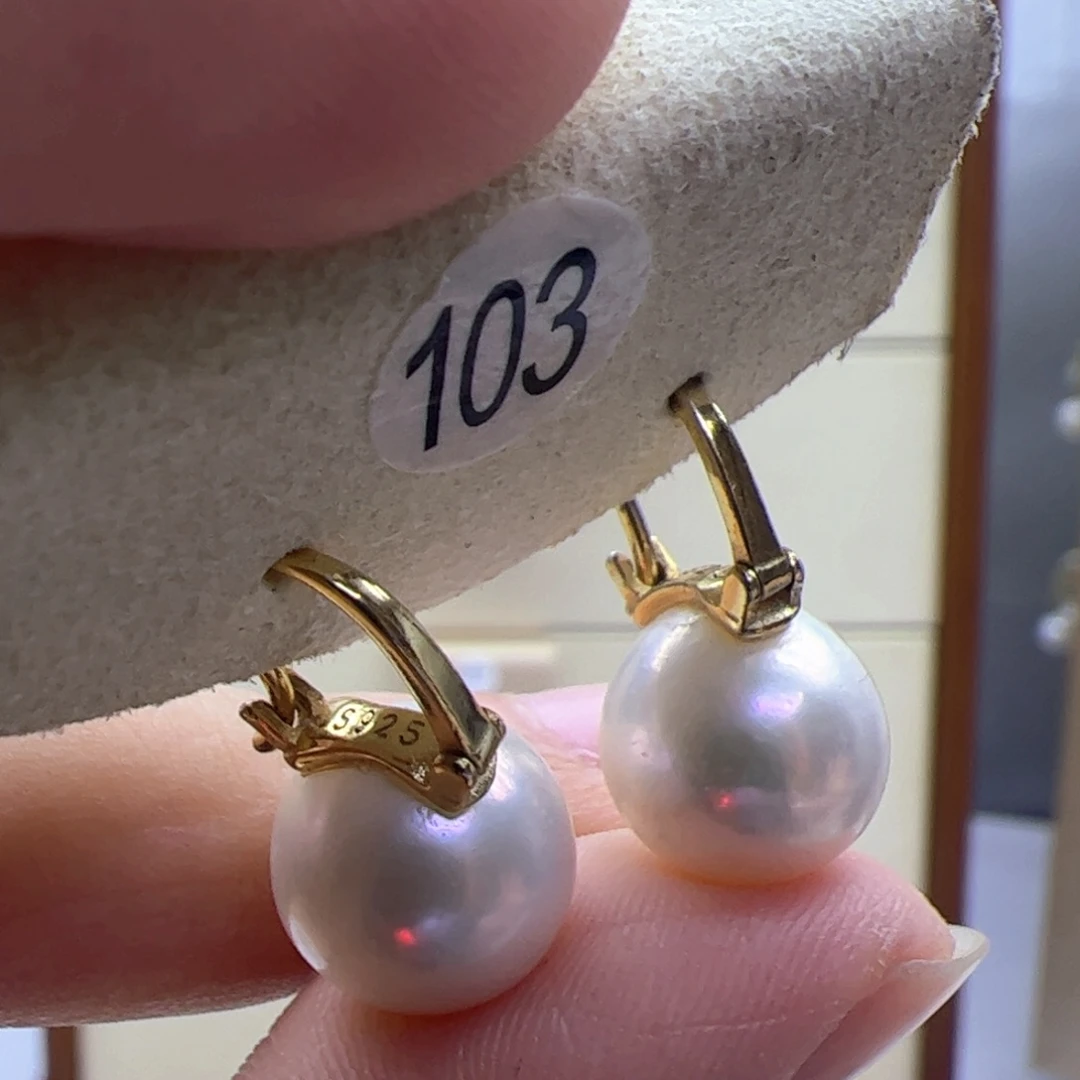 淡水珍珠耳饰银S925镶嵌