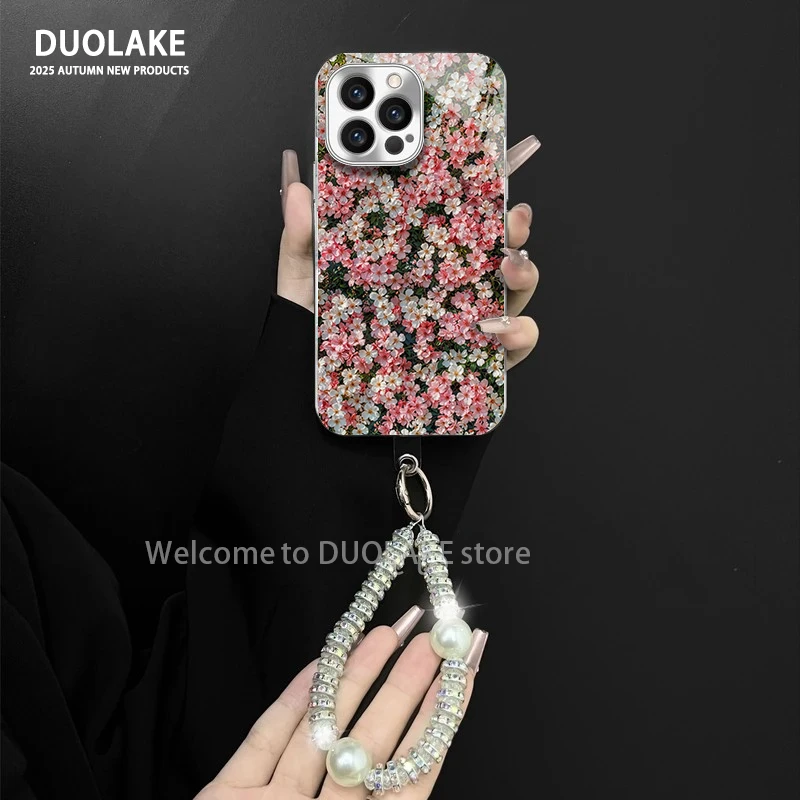 繁花似锦适用苹果vivo华为oppo小米iPhone17电镀玻璃防摔手机壳潮