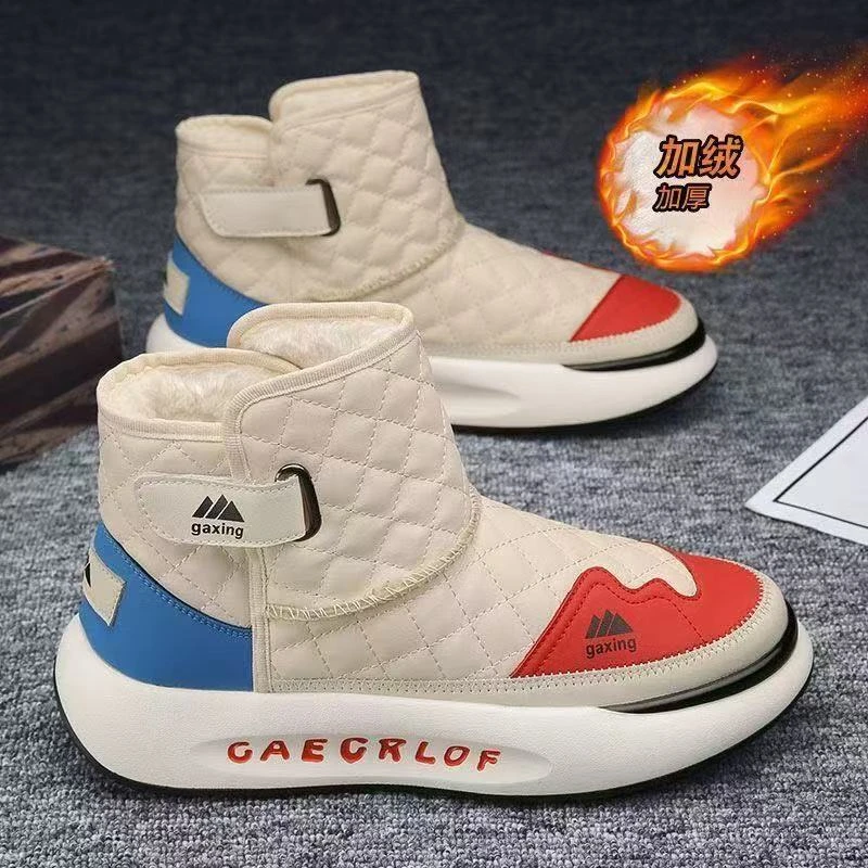 马丁靴子男鞋冬季加绒雪地靴保暖羽绒棉男士冬男士韩版加绒马丁靴