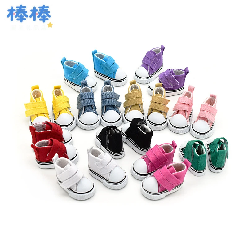 直销5cm帆布鞋娃娃BJD6分魔术贴帆布鞋20CM棉花娃娃配件