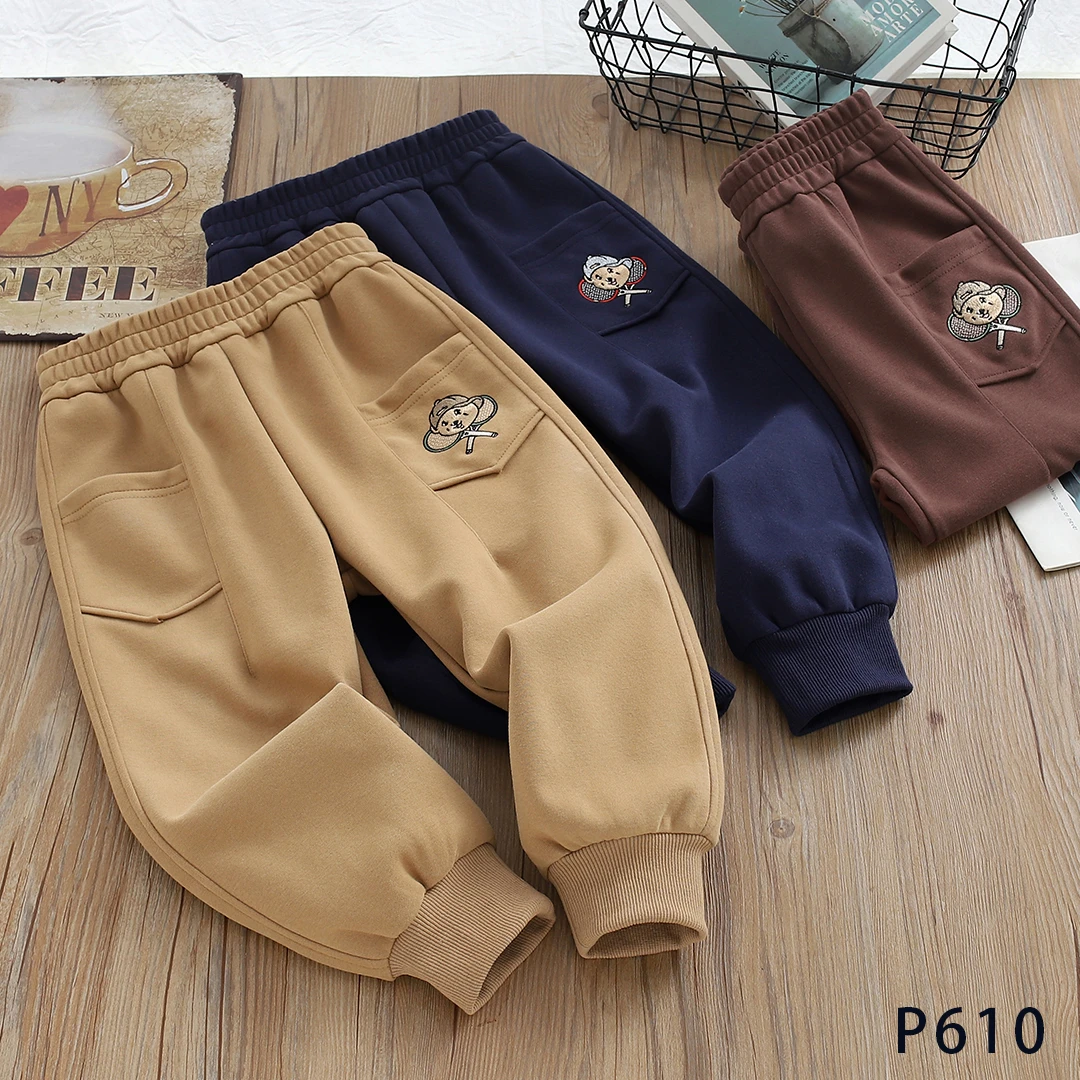 P610网球小熊卡通刺绣儿童长裤