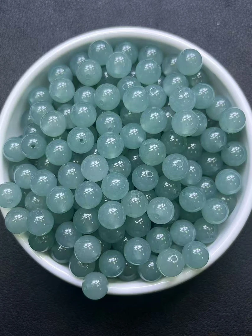 天然缅甸A货  老蓝水翡翠散珠 Y1442  6mm 50颗 （赠弹力绳）