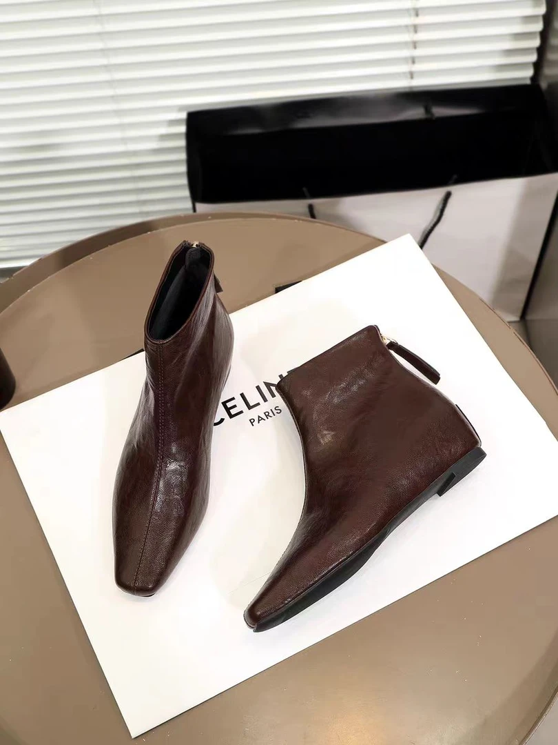 （薄薄绒）韩版瘦瘦靴新款低跟百搭短靴方头时装靴马丁靴女 981-2