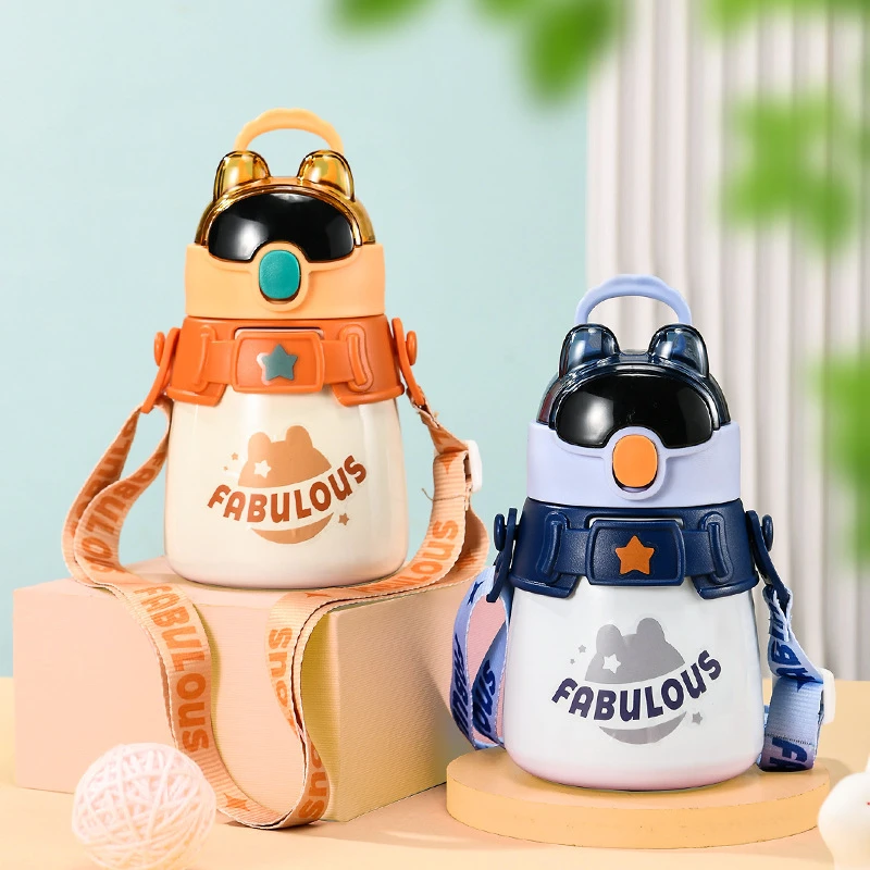 儿童吸管保温杯双层不锈钢水杯女生高颜值吸管杯卡通学生水杯H