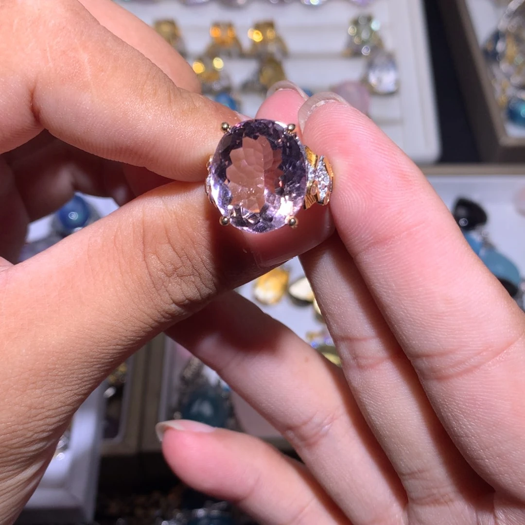 【闪购商品】黄晶手链银S925镶嵌圆**圈戒指