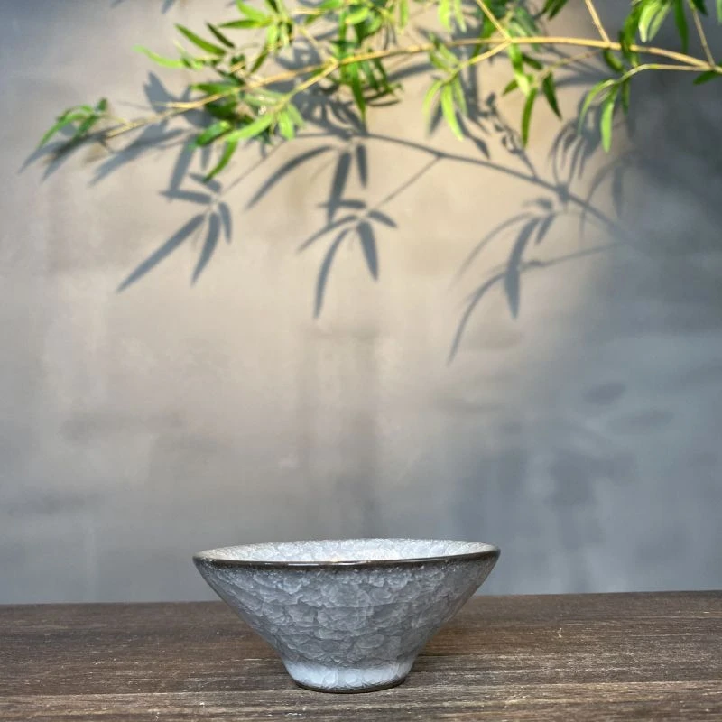 黑冰花斗笠杯精品陶瓷