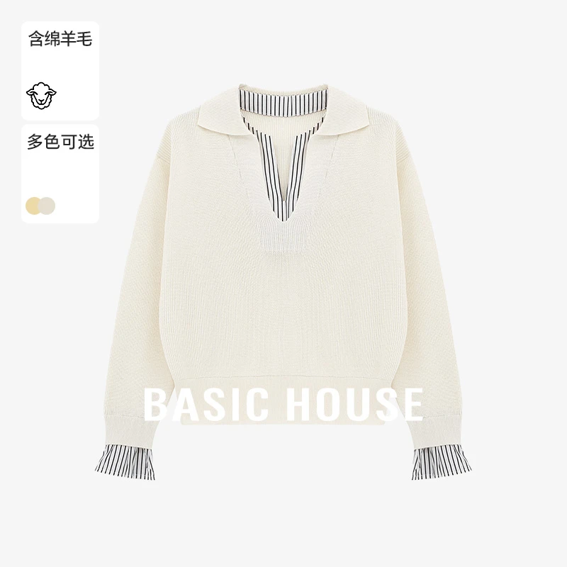 Basic House/百家好春季休闲舒适时尚针织衫-B0625H5H682