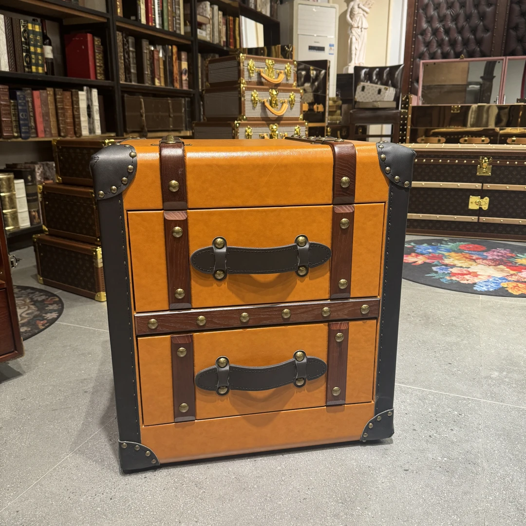 橙色二斗柜床头柜大容量卧室家用  长56宽46高65cm