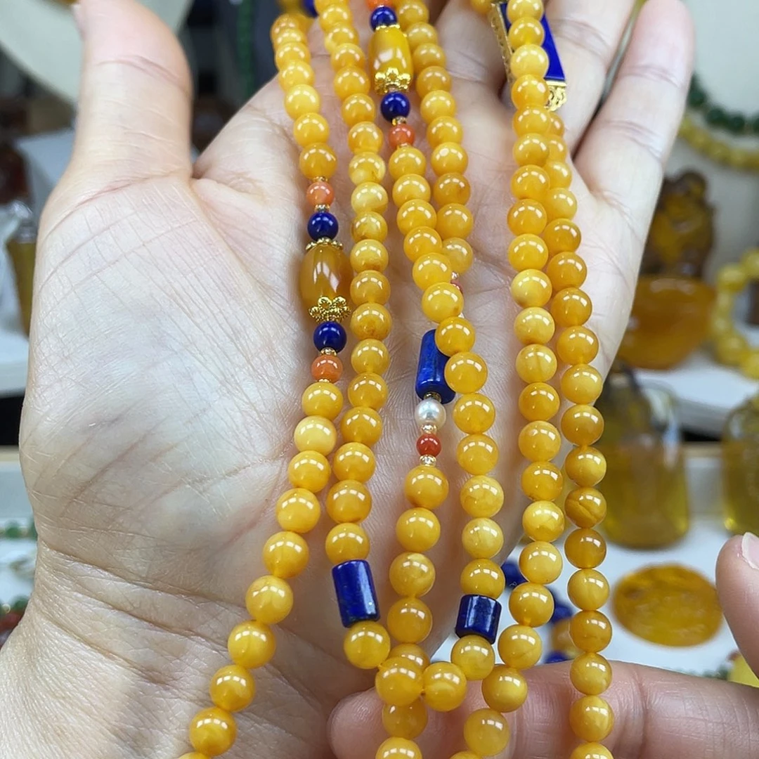 琥珀未镶嵌珠宝奇石长链