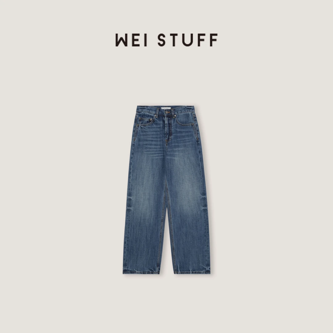 WEI STUFF “纽约牛仔” 100棉直筒高腰超模牛仔裤10453
