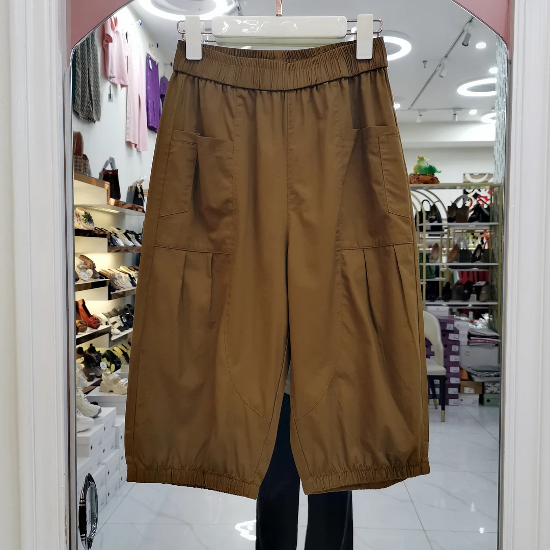 7685夏季新款休闲百搭遮肉七分哈伦裤