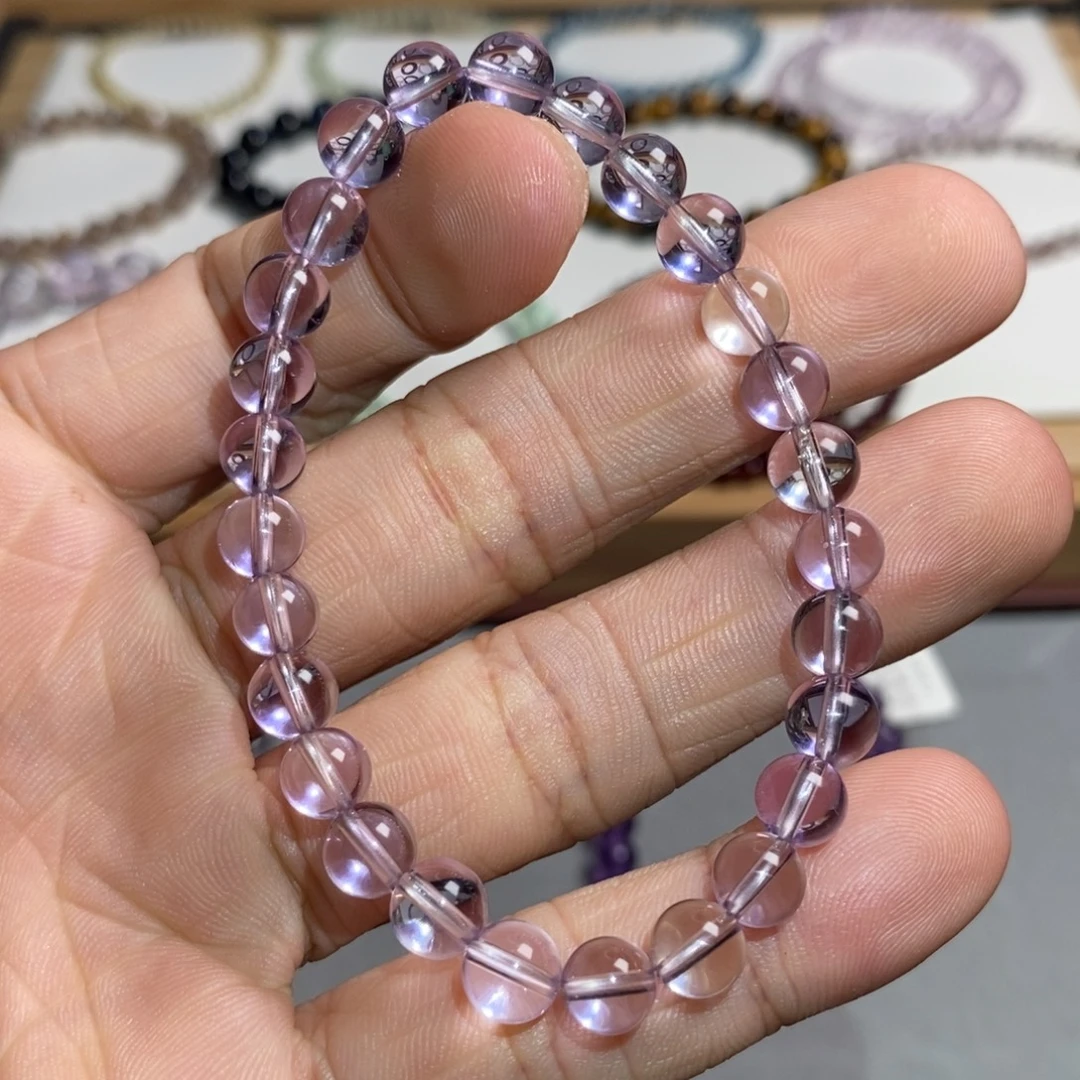 水晶未镶嵌手链高品巴西紫水6.8mm
