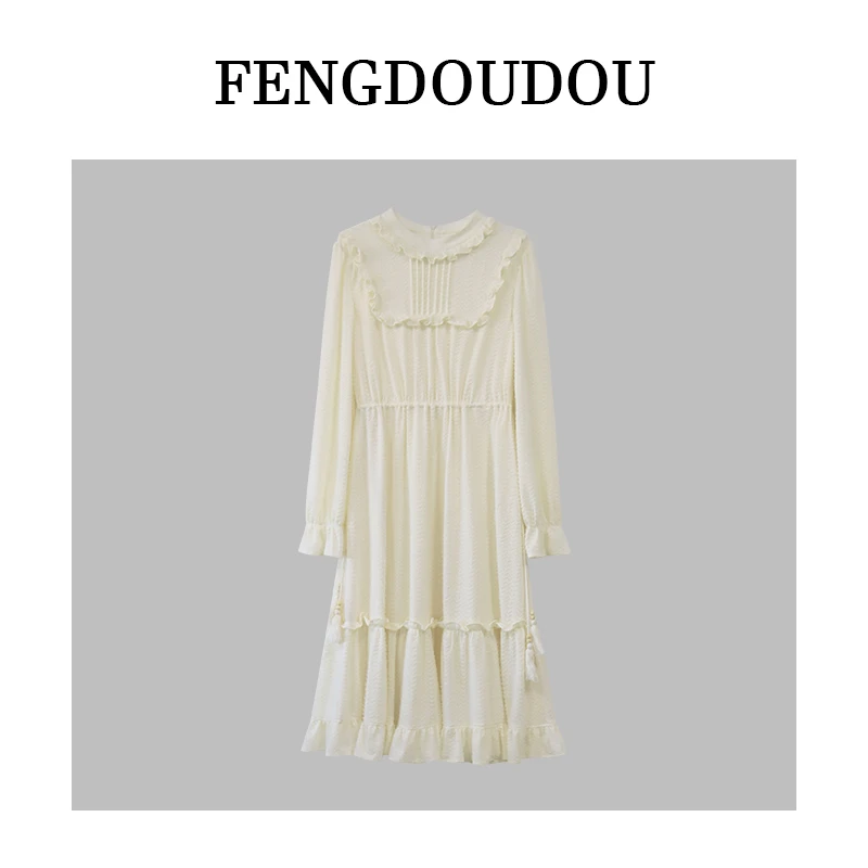 DM15480【冰霜精灵】经典圆领领口宽松版慵懒感简约干净连衣裙DD