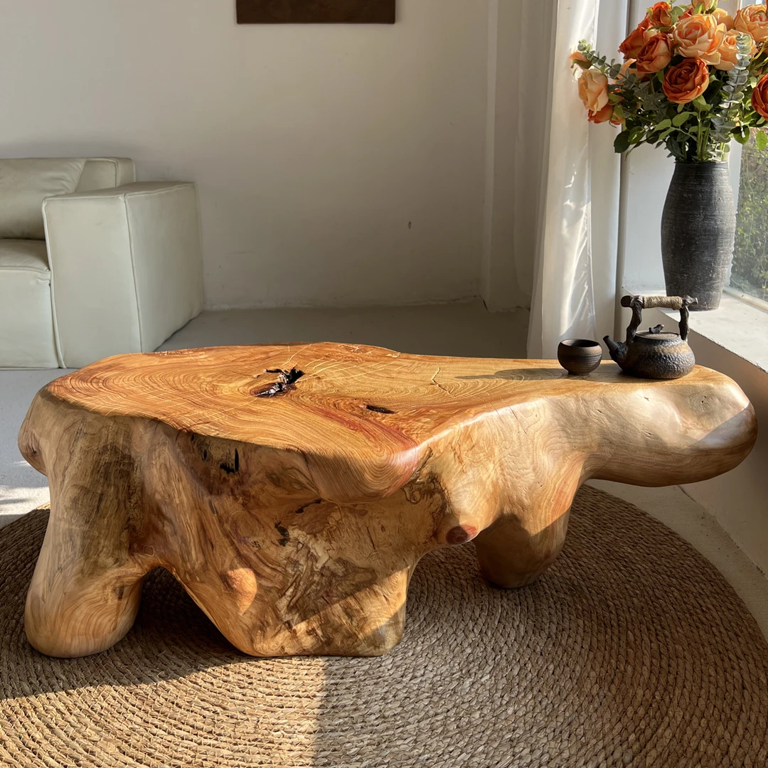 实木异形自然边随形原木原生态茶几茶台茶桌尺寸108-56-30长宽高