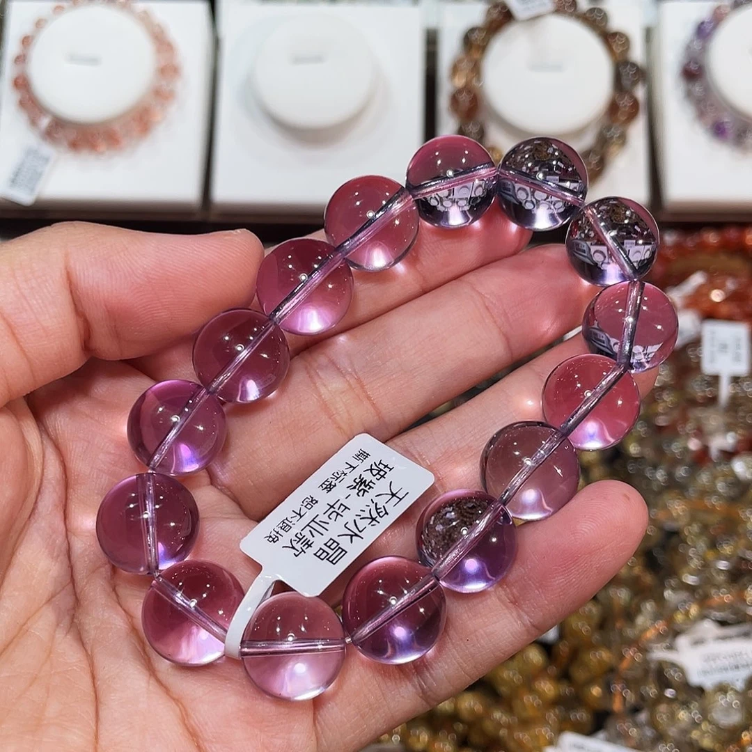 水晶未镶嵌手链毕业玻维雅紫水晶13.8mm